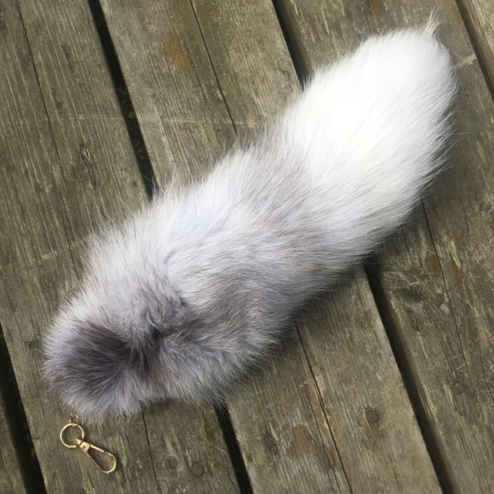 Large Real Random Color Surprise Fox Tail Keychain Charm